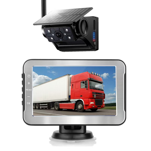 Energia solar e bateria dupla fonte de alimentação, bateria estável.  Sucção magnética para instalação sem plugue, montagem e desmontagem rápidas.  Transmissão sem fio com tela de alta definição, áreas cegas podem ser vistas, à prova d'água e à prova de poeira + visão noturna infravermelha, adequada para uso externo, resolvendo problemas de áreas cegas e monitoramento de estacionamento em caminhões.  Garante um início e chegada mais seguros a cada vez.