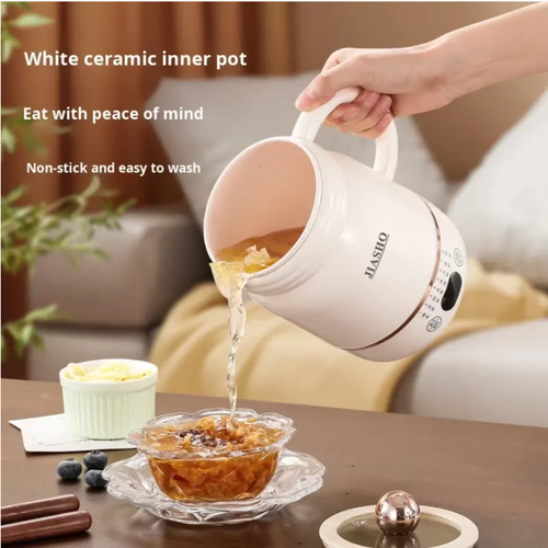 Com 0,8L em tamanho compacto, é adequado para consumo de uma pessoa.  O recipiente interno de cerâmica é higiênico, antiaderente e fácil de limpar.  Ele tem 8 funções: cozinhar mingau, preparar chá e cozinhar sopa, etc.  Ele suporta aquecimento programado e é pequeno e portátil.  É adequado tanto para uso em escritórios quanto para vida solitária.  A embalagem requintada da caixa de presente também é adequada para presente.