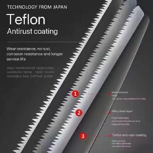 Serra manual curva japonesa revestida a teflon profissional com dentes de precisão de três lados, lâmina de aço liga resistente e não flexível e cabo curvado ergonômico para máxima potência de corte – corta facilmente madeira seca e úmida, ideal para poda de árvores, preparação de lenha para acampamento, tarefas de jardinagem, projetos de paisagismo, sobrevivência ao ar livre, manutenção de quintal e trabalhos de melhoria caseira