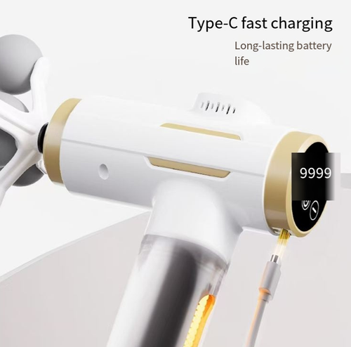 Massagem combinada de quatro cabeças, cobrindo uma área maior de grupos musculares ao mesmo tempo.  Com 99 níveis de ajuste de força, ele pode se adaptar de relaxamento suave a impacto profundo.  Carregamento rápido Tipo C para longa duração da bateria.  É uma ferramenta eficiente de relaxamento para recuperação da forma física e alívio a longo prazo da sentação.  Essa arma fascial multi-cabeça permite que você desbloqueie o relaxamento profundo do seu corpo de forma mais eficiente.