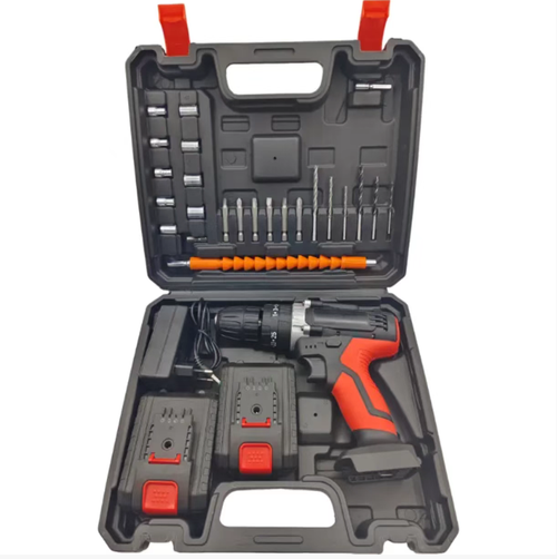 Furadeira de Bateria de Lítio 21V Chave de fenda elétrica recarregável multifuncional, potência potente de 21V, modos duplos + opções de ajuste de torque 18+1, adequada para diversos materiais como madeira, metal e cerâmica.  O mandril autotravante permite a substituição rápida das cabeças.  Equipado com luz auxiliar de LED.  Design leve e antiderrapante.  Acessórios ricos.  Ideal para reparos residenciais, modificações DIY, tudo em um só dispositivo.