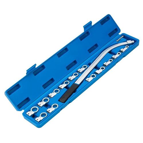 Kit de Ferramentas Universal Serpentine de 15 Peças Pesadas com Chave Curva Estendida e Cabeças de Soquete Intercambiáveis Multiângulo Para a Maioria dos Carros,  Removedor de Polias, Conjunto de Ferramentas de Aço Carbono Antiferrugem Alta Resistência ao Desgaste Construção Resistente ao Desgaste Para Operação Estreita do Compartimento do Motor Fácil de Usar Ferramenta Econômica Economiza Mão de Obra Ferramenta para Reparo e Manutenção de Carros