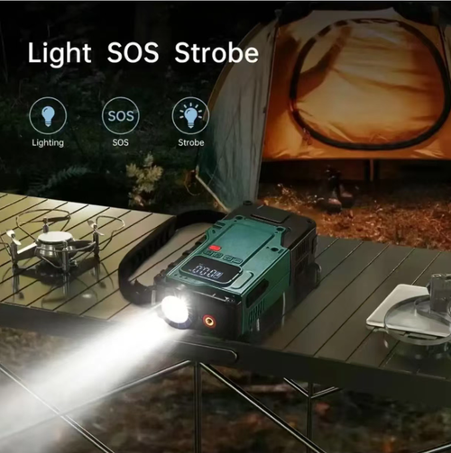 Esta unidade integrada de alimentação de emergência combina partida de emergência automotiva, medição inteligente de pressão de inflação e três níveis de iluminação de emergência.  Ele possui dez camadas de proteção de segurança e é compatível com vários veículos 12V.  Sua carcaça de grau militar é resistente e resistente a choques, tornando-a portátil e fácil de transportar.  É um complemento de emergência completo para viagens fora de estrada.