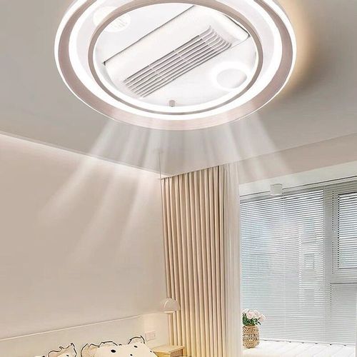 Este abajur de teto com ventilador circular combina iluminação e brisa fresca em um só.  As pás do ventilador são invisíveis e seguras.  A luz LED é suave e boa para os olhos, com múltiplas configurações de ajuste.  A brisa suave circula sem soprar diretamente.  O design simples é adequado para toda a casa.  Ele suporta controle inteligente, economiza energia e é silencioso, e é a escolha preferida para melhorar o conforto doméstico.