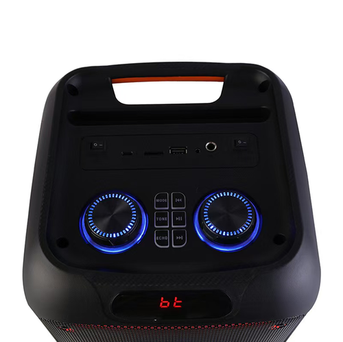 Este alto-falante Bluetooth duplo de 8,5 polegadas possui unidades duplas potentes, efeito de som surround de 360° e forte penetração sonora.Ele vem com um efeito dinâmico de chama embutido que balança com o ritmo.Ele suporta microfone, karaokê e conexão multi-dispositivo.  É portátil e durável, tornando-se um excelente estimulante de ambiente para dança quadrilha e karaokê em festas.  Que cada nota musical se torne uma celebração apaixonada e infunde a vida ao ar livre com vitalidade infinita.