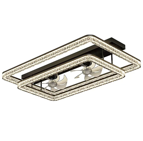 Este luxuoso abajur inteligente de teto ao estilo italiano apresenta um design de cristal com padrão de gelo em duas camadas, integrando funções de iluminação e resfriamento.  Ele suporta controle por voz offline, controle de APP e controle remoto.  Ele é equipado com LED de espectro completo e amigável aos olhos, dois ventiladores silenciosos e é adequado para um grande espaço de 20 a 35 metros quadrados.  É uma excelente escolha para salas de estar e áreas de jantar.