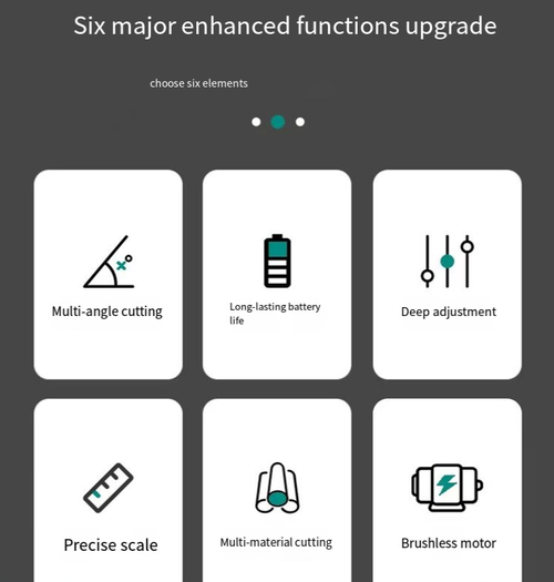 Esta máquina de corte de serra circular de lítio com bateria sem escovas do tipo 150 é equipada com um motor potente sem escovas, que é mais resistente à sobrecarga.  O design de corte reto é natural e não se desvia, e a transmissão de potência é suave.  A tecnologia de bateria de lítio de longo alcance a libera das limitações dos fios, tornando-a uma ferramenta de corte eficiente para trabalhos em marcenaria, decoração e projetos DIY.