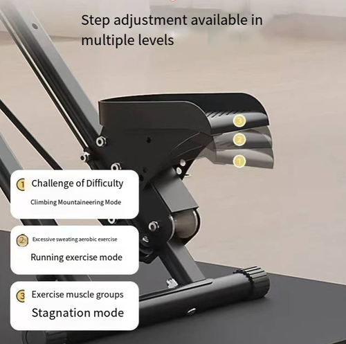 Este subir escada dobrável multifuncional para uso doméstico simula escalada de montanha e subida de escadas para queima eficiente de gordura.  e pode ser dobrado com um toque para economizar espaço, tornando-o ideal para apartamentos pequenos.  Equipado com um display digital para monitorar os dados dos treinos, ele possui uma estrutura estável e antiderrapante, servindo como um essencial para perda de peso em casa, modelagem corporal e condicionamento físico.