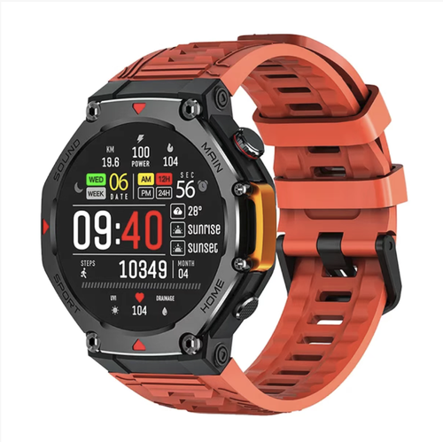 Este relógio esportivo inteligente para uso doméstico suporta chamadas e respostas por mensagem Bluetooth.  Ele pode monitorar a frequência cardíaca e o oxigênio no sangue por 24 horas, possui uma tela colorida em alta definição que pode ser personalizada com um mostrador, é resistente à água e à prova de choques, além de ter longa duração da bateria.  É um dispositivo de pulso tudo-em-um para exercícios ao ar livre e deslocamentos diários.  Domine cada momento para levar uma vida maravilhosa