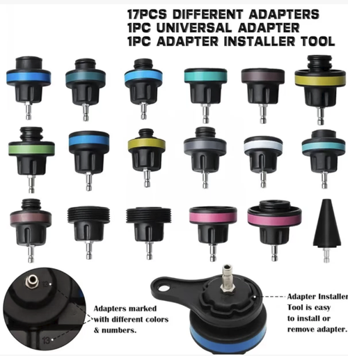 Este kit de ferramentas para detecção de vazamento de pressão do radiador do carro está equipado com velas de gama completa que se encaixam em todos os modelos. além de suportar o enchimento a vácuo do líquido de arrefecimento.  O manômetro de alta precisão, o material metálico durável e a operação simples fazem dele uma ferramenta de nível profissional para oficinas mecânicas e mecânicos testarem o sistema de refrigeração.  Vem com uma caixa de armazenamento personalizada.