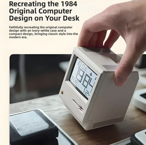 O despertador Maclock Macintosh Wild Leopard replica o design clássico retrô do Macintosh.  O logo arco-íris é altamente reconhecível.  A tela apresenta um sorriso gentil cumprimento, marcação do tempo precisa, temporização multifuncional e longa duração da bateria.  Não é apenas um despertador prático, mas também uma decoração de mesa com tema tecnológico.  É um presente excelente para amigos nostálgicos.  Faça cada minuto ser significativo e acompanhe você para começar um dia maravilhoso.