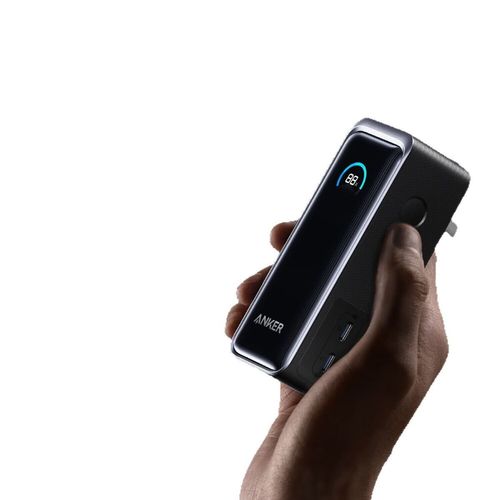 Este é o carregador portátil de dupla função da Anker.  Ele vem com um plugue embutido e uma tela digital.  Ele tem capacidade de 9600mAh e suporta carregamento rápido de 65W.  Ele pode carregar celulares e laptops.  Seu tamanho é 60% menor que o carregador portátil tradicional de 65W.  O plugue dobrável é portátil e pode fornecer energia para dois dispositivos simultaneamente.  Ele pode atender a todas as suas necessidades de carregamento durante viagens de negócios ou viagens.