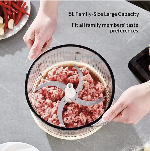 Este processador de alimentos elétrico multifuncional para uso doméstico é adequado tanto para ingredientes secos quanto úmidos, com múltiplas configurações de velocidade.  que é seguro e fácil de limpar.  Ele pode lidar com tarefas como amassar massa, picar carne, moer e misturar tudo em uma só.  É compacto e não ocupa muito espaço.  A operação é simples, tornando-a um recurso versátil para preparar comida de bebê, permitindo que você libere as mãos facilmente.