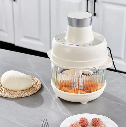 Este processador de alimentos elétrico multifuncional para uso doméstico é adequado tanto para ingredientes secos quanto úmidos, com múltiplas configurações de velocidade.  que é seguro e fácil de limpar.  Ele pode lidar com tarefas como amassar massa, picar carne, moer e misturar tudo em uma só.  É compacto e não ocupa muito espaço.  A operação é simples, tornando-a um recurso versátil para preparar comida de bebê, permitindo que você libere as mãos facilmente.