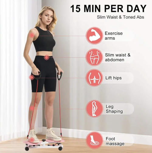 Este disco silencioso de giro de cintura em casa foi atualizado para rolamentos duplos para zero ruído.  Ele possui um pedal grande antiderrapante para segurança e estabilidade.  Pode ser usado em vários exercícios para moldar todo o corpo.  É compacto e portátil, ocupa pouco espaço e é adequado para toda a família.  Com apenas 15 minutos por dia, pode ajudar você a afinar a cintura e queimar gordura. É um produto ideal para pessoas preguiçosas em casa se exercitarem e moldarem uma figura firme.