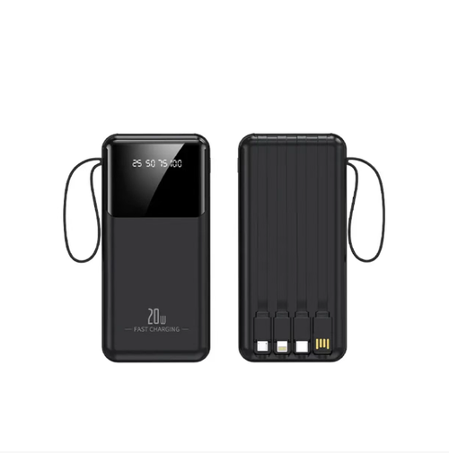 Um power bank portátil portátil de 4 pinos e 20W, ultrafino e portátil.  Ele pode carregar vários dispositivos com apenas um cabo.  O display digital de LED mostra o nível da bateria em tempo real.  Múltiplas proteções de segurança evitam danos à bateria.  Pode ser usado para viagens ao ar livre e deslocamentos diários.  Fácil dizer adeus à ansiedade da bateria.  Sempre mantenha seu dispositivo carregado a qualquer hora e em qualquer lugar, tornando suas viagens mais convenientes.