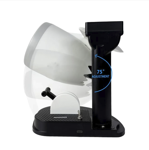 Creative Turbo Desktop Fan, com um design realista de motor de aeronave, potente saída de ar da turbina para resfriamento eficiente, múltiplas configurações de velocidade para operação de baixo ruído, função de carregamento sem fio embutida, alimentado por USB, compacto e economizando espaço. Não é apenas um ventilador de resfriamento, mas também um item de decoração tecnológica para desktop, prático e chamativo. Crie facilmente uma experiência de desktop cheia de sofisticação tecnológica.