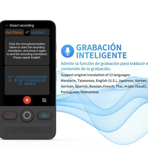 Dispositivo de tradução inteligente, suportando tradução online multilíngue offline, cobrindo interpretação simultânea, tradução de gravação de áudio e tradução de fotos.  É altamente precisa e eficiente, com operação simples.  Mesmo sem conexão com a internet, pode facilitar uma comunicação fluida durante viagens ao exterior, interações de negócios ou aprendizado de idiomas.  É uma ferramenta prática de linguagem para esses fins.