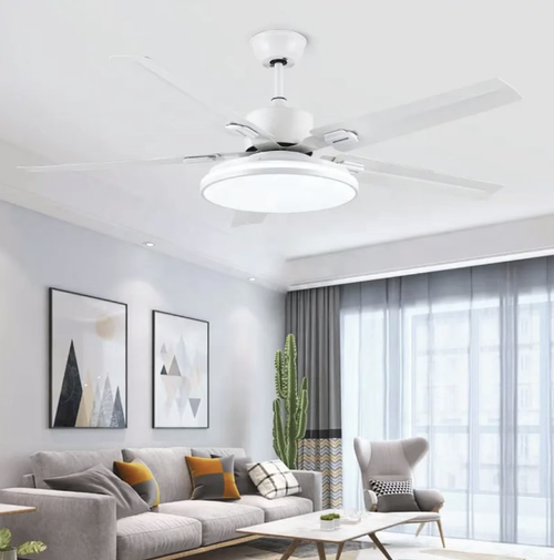 A lâmpada de teto inverter minimalista nórdica apresenta um design minimalista branco puro, adequado para vários estilos residenciais.  O motor DC inverter proporciona circulação silenciosa de ar, e a fonte de luz LED oferece escurecimento ajustável para proteção ocular.  O controle remoto é prático e sem complicações.  É um ótimo item tudo-em-um para uso em salas de estar, salas de jantar e quartos.  Aumente facilmente a felicidade da sua vida em casa.