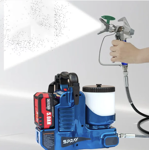 Segure a pistola de pulverização airless da bateria de lítio.  O design de bateria de lítio sem fio elimina a necessidade de cabos, proporcionando um acabamento uniforme e sem escovas em spray em alta pressão.  A máquina é leve e fácil de operar, adequada para diversos revestimentos como tinta látex e tinta à base de óleo.  É uma ferramenta eficiente de pintura spray para reformas residenciais e pintura faça-você-mesmo.  Obter facilmente um revestimento eficiente e uniforme