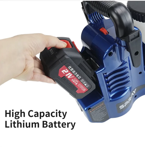 Segure a pistola de pulverização airless da bateria de lítio.  O design de bateria de lítio sem fio elimina a necessidade de cabos, proporcionando um acabamento uniforme e sem escovas em spray em alta pressão.  A máquina é leve e fácil de operar, adequada para diversos revestimentos como tinta látex e tinta à base de óleo.  É uma ferramenta eficiente de pintura spray para reformas residenciais e pintura faça-você-mesmo.  Obter facilmente um revestimento eficiente e uniforme