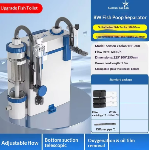 Filtro de aquário tricampos montado na parede, que integra funções de filtração, Não ocupa espaço dentro do tanque e é adequado para tanques pequenos com peixes herbívoros. Pode ajustar o fluxo d'água para operação com baixo ruído. O material do filtro é fácil de remover e limpar, tornando a manutenção conveniente. Mantém a qualidade da água no aquário clara por muito tempo, facilitando bastante o cuidado dos peixes. Até mesmo iniciantes podem começar facilmente.