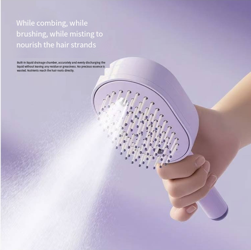 Escova de cabelo elétrica multifuncional, que armazena e atomiza óleos essenciais para cuidados capilares. Os dentes macios em forma de airbag desentrelaçam suavemente o cabelo sem danificá-lo. Compacta e recarregável, é fácil de usar para criar um estilo volumoso. Adequada tanto para cabelos secos quanto molhados. Ideal para cuidados diários em casa ou para pentear no movimento. É um aparelho pequeno indispensável para os cuidados com o cabelo.