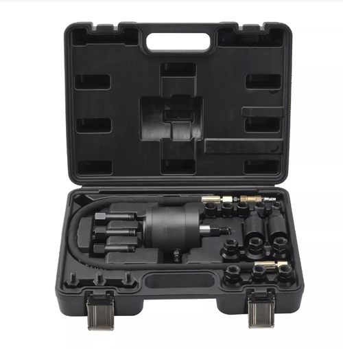 Kit de ferramentas para desmontagem do injetor pneumático de combustível diesel. O método pneumático de remoção não danifica a cabeça do cilindro. Diversas especificações de conectores são compatíveis com todos os tipos de veículos diesel. As peças em aço ligado são resistentes ao desgaste e duráveis. O conjunto completo de acessórios inclui uma caixa de ferramentas portátil. Foi especialmente projetado para lojas de reparação automotiva, economizando esforço e sendo altamente eficiente.