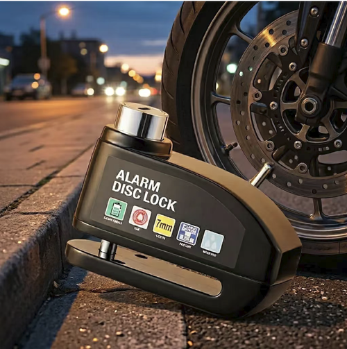 Travamento de freio a disco com alarme de alta intensidade, pinça de travamento em aço ligado com 7 mm de espessura, com funções anti-roubo e anti-corte, acionado por vibração com alarme de 110 dB. longa duração da bateria, portátil e fácil de armazenar. Compatível com motocicletas, bicicletas elétricas e bicicletas convencionais. É uma ferramenta protetora prática para aumentar a segurança dos veículos em estacionamentos ao ar livre, garantindo a segurança do estacionamento de veículos.