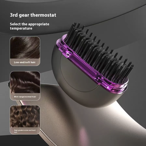 Combinador de penteados compacto sem fio, com design portátil e tampa abatível, controle de temperatura constante que não danifica os fios de cabelo. além de criar um estilo de barba masculino. Disponível em múltiplas configurações de temperatura. O design compacto é fácil de transportar, com vida útil prolongada da bateria. Adequado para uso doméstico ou em viagem, permitindo pentear o cabelo a qualquer momento. Combinador universal para pentear cabelos, tanto para homens como para mulheres.