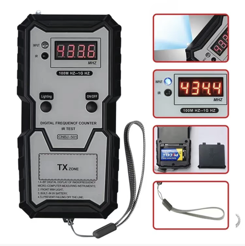 Hold the car remote frequency tester, which supports both radio frequency and infrared mode detection. It can verify the car key signal and frequency. It comes with a front lighting device, and the casing is shock-resistant and wear-resistant. It is equipped with a hanging rope to prevent it from falling. It has a built-in 9V battery, and the operation is simple, small, and portable. It is suitable for daily maintenance of car key replacement.