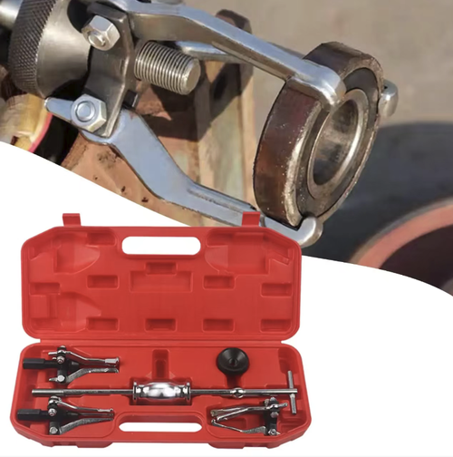 Conjunto de ferramentas de parafusos e puxadores de cinco peças, adequado para desmontar rolamentos internos e externos e buchas. O aço é forjado para ser resistente e durável. A estrutura do martelo deslizante distribui a força uniformemente, evitando danos às peças. As cabeças do puxador no interior e no exterior podem ser trocadas com flexibilidade. Todo o conjunto é armazenado numa caixa de ferramentas rígida, tornando-o conveniente e prático para reparos automotivos e desmontagem mecânica.