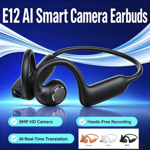 Fones de ouvido inteligentes Bluetooth com design aberto, Suporte para áudio Bluetooth e chamadas telefónicas. Tradução multilíngue integrada com IA. A estrutura suspensa traseira proporciona um ajuste confortável, adequado para atividades esportivas e deslocamentos diários. Este único dispositivo realiza tanto a gravação de áudio como a comunicação por voz. Por favor, respeite as regulamentações ao utilizar a função de câmera para proteger a privacidade dos outros.