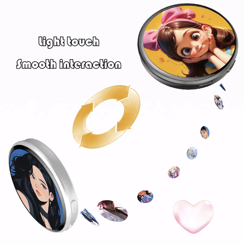 Lipstick eletrônico dinâmico com IA, tela redonda de alta definição, suporta a reprodução de imagens GIF dinâmicas e possui função sonora própria. Permite personalizar os materiais e criar selfies com IA. Oferece dois métodos de instalação: fixação por alfinete traseiro e acoplamento magnético. Pode ser usado em uma bolsa ou colocado sobre a mesa. Carrega via USB. Acessório decorativo moderno com tema de anime. Adequado para exposições de anime, uso diário e colecionador.