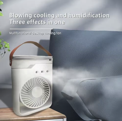 O novo ventilador de pulverização com três orifícios vem com uma alça portátil. Pode ser facilmente combinado em modo de sopro ou pulverização. O tanque de água é visível, facilitando o reabastecimento. O ruído durante a operação é suave. É adequado para uso em escritórios, relaxamento doméstico e venda externa. Recomenda-se adicionar água pura, limpar regularmente o bico e esvaziar o acúmulo de água quando não estiver em uso, a fim de prolongar a vida útil do equipamento.