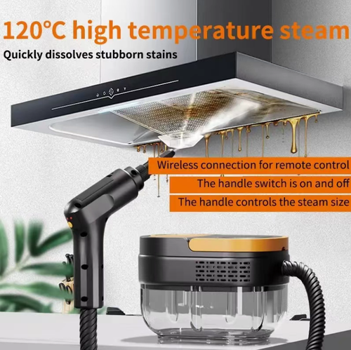 Multifunctional small steam cleaning machine, equipped with a complete set of cleaning accessories, compatible with power supplies of European, American and British standards. High-temperature steam softens oil stains and dirt, capable of cleaning areas such as range hoods, air conditioners, and kitchen and bathroom tiles. Avoid direct exposure of steam to the human body. After use, cool down and drain the remaining water to prevent scalding from high temperature.
