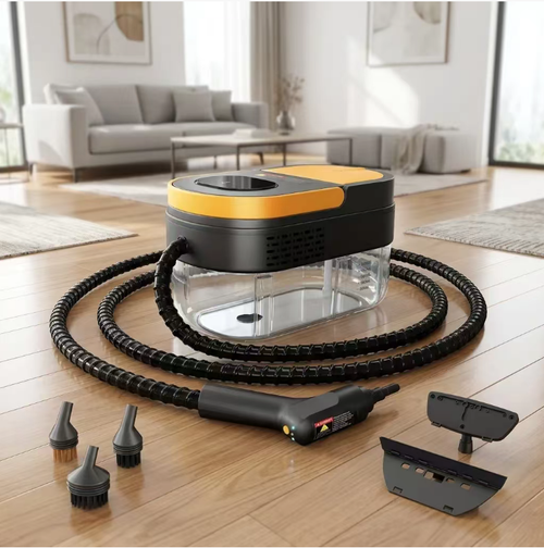 Multifunctional small steam cleaning machine, equipped with a complete set of cleaning accessories, compatible with power supplies of European, American and British standards. High-temperature steam softens oil stains and dirt, capable of cleaning areas such as range hoods, air conditioners, and kitchen and bathroom tiles. Avoid direct exposure of steam to the human body. After use, cool down and drain the remaining water to prevent scalding from high temperature.
