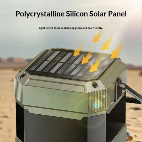 Dispositivo multifuncional de emergência todo em um, que suporta tanto energia manual quanto solar para carregamento de emergência. lâmpada de iluminação para acampamento e alarme sonoro e luminoso SOS, pode fornecer energia temporária a pequenos dispositivos. Adequado para acampamentos ao ar livre e preparação para desastres. A energia manual e solar servem apenas como suplemento de energia de emergência. Ligue-o regularmente para inspeções e evite armazenar em locais úmidos.