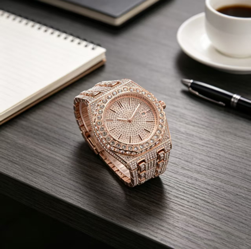 Este relógio de quartzo moderno apresenta um mostrador octogonal adornado com diamantes completos, proporcionando uma aparência magnífica e chamativa. Equipado com uma pulseira metálica ajustável em comprimento, O movimento de quartzo garante um cronometragem estável. É adequado tanto para uso diário como para ocasiões sociais. Ao usá-lo, tenha cuidado para evitar impactos e exposição à água. Trata-se de um relógio de pulso que combina qualidade estética e praticidade.