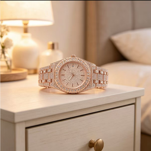 Este relógio de quartzo moderno apresenta um mostrador octogonal adornado com diamantes completos, proporcionando uma aparência magnífica e chamativa. Equipado com uma pulseira metálica ajustável em comprimento, O movimento de quartzo garante um cronometragem estável. É adequado tanto para uso diário como para ocasiões sociais. Ao usá-lo, tenha cuidado para evitar impactos e exposição à água. Trata-se de um relógio de pulso que combina qualidade estética e praticidade.