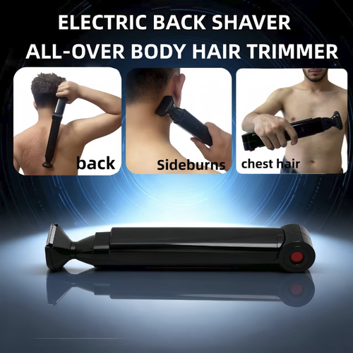 Corteira elétrica de cabelo com carregamento USB e dupla cabeça, com design de cabo longo, permite facilmente cortar pelos corporais nas costas. Vem com duas lâminas intercambiáveis (largas e estreitas) adequadas para áreas grandes e corte detalhado localizado. Operação com um único botão, a lâmina pode ser removida para limpeza e inclui uma escova de limpeza. É ideal para o corte diário de pelos corporais, portátil e fácil de guardar. É uma ferramenta auxiliar para o cuidado pessoal do corpo.