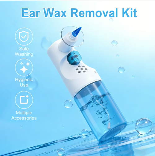 Este dispositivo de limpeza auditiva do tipo manual não requer eletricidade. Ele cria um fluxo suave de água ao pressionar para limpar o canal auditivo. O conjunto inclui uma garrafa de armazenamento de água, um recipiente para coleta de água, várias cabeças de enxágue intercambiáveis e um pincel de limpeza para o ouvido. O aparelho é leve e portátil. Os acessórios podem ser desmontados e lavados, facilitando o uso doméstico na limpeza do canal auditivo.