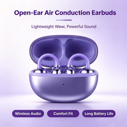 Fones de ouvido Bluetooth com design aberto e sem inserção no ouvido, tipo clip, leves e de fácil fixação nos ouvidos, pouco propensos a cair durante o exercício. Com controle por toque de impressão digital, conexão sem fio Bluetooth, podem ser usados em um ou ambos os ouvidos e incluem microfone. Adequados para atividades físicas e deslocamentos diários. Mantenha os fones secos e limpos durante o uso diário e evite escutar em alto volume por longos períodos.