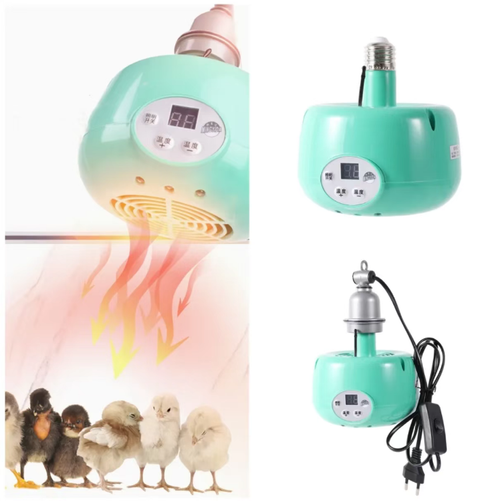 Lâmpada de aquecimento inteligente com controle de temperatura e display digital, controle de temperatura constante e aquecimento suave com ar quente. Pode ser suspensa para instalação e equipada com interruptor independente de energia. Adequada para aquecer aves de criação e manter animais de estimação (gatos e cães) aquecidos. Utilize-a longe de ambientes úmidos ou submersos em água. Verifique regularmente os fios elétricos e evite o contato próximo com fontes de calor.