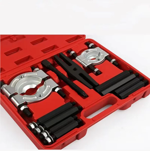 O kit de desmontagem do separador de rolamentos, com 14-121 peças disponíveis em diferentes especificações, é adequado para rolamentos de diferentes tamanhos.  É feito de aço de liga e é resistente à ferrugem e durável.  A combinação ajustável de separador + RAM garante uma desmontagem suave sem danificar os componentes.  É adequado para reparos automotivos, manutenção industrial e outras situações.  É uma ferramenta eficiente para manutenção profissional e faça você mesmo.