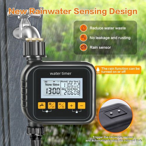 Temporizador de irrigação + kit de mangueira de 10 metros, com sensor de chuva, para automaticamente de regar quando chove e permite uma rega precisa em vários momentos. A mangueira de 10 metros cobre o jardim sem pontos cegos. Os bicos multimodo são adequados para regar flores, resfriar, etc. A instalação é simples, tornando-a um ajudante conveniente para irrigação inteligente de jardins.