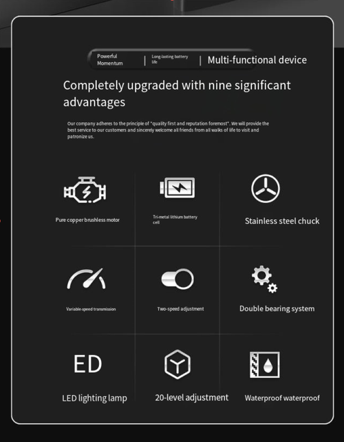 Quando a reforma da casa colide com parafusos teimosos e quando o trabalho de construção encontra furos complicados, o que você precisa é de uma broca de bateria de lítio versátil que possa derrotar uma centena de oponentes com uma.  Esta ferramenta de bateria de lítio 2 em 1 que combina funções de perfuração e aparafusamento é o seu motor de eficiência para conquistar várias condições de trabalho.