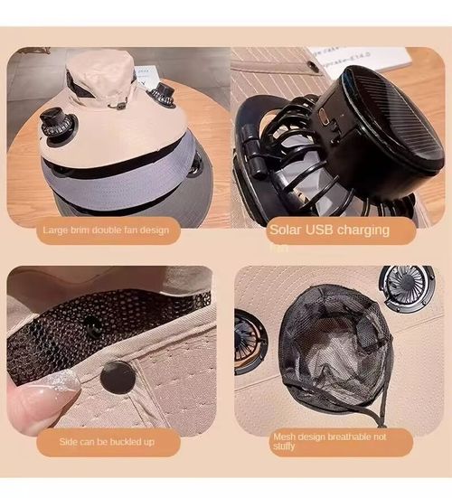Chapéu de sol de caminhada ao ar livre com dois ventiladores duplos, proteção uv. Dispositivos que salvam vidas no verão! Feche a cabeça para evitar que o rosto superaqueça. O tubo upf50 + com aba larga cobre completamente o rosto e o pescoço. A parte superior do chapéu tem dois fãs que bloqueiam a luz solar e sopra silenciosamente para manter sua cabeça fria o tempo todo. Macio e dobrável, não ocupa muito espaço, adequado para todos os tamanhos de cabeça sem apertar. Ideal para caminhadas