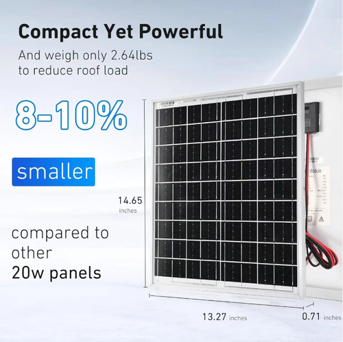 Este painel solar:taxa de conversão de alta eficiência de 23%, sistema de rastreamento ajustável de 360° para captura ótima de luz solar, apenas 2,64 libras de tamanho, 16 células + tecnologia do tipo N, durável e robusto.  É adequado para equipamentos externos, como controle de acesso e sistemas de vigilância.  Não é necessário fiar.  Ele pode fornecer energia simplesmente por estar exposto à luz solar.  Tamanho pequeno, mas alta capacidade energética.  Mais liberdade no uso de energia externa.