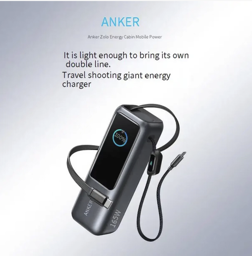 Power bank portátil de alta potência 165 W, compatível com carregamento rápido PD para laptops. Equipado com cabo Type-C retrátil, visor digital inteligente para monitoramento em tempo real e múltiplas proteções de segurança para evitar danos ao dispositivo. Compatível com diversos aparelhos, é a solução de energia completa para viagens a trabalho, atividades ao ar livre e uso no escritório. Transforme-se na sua estação de fornecimento de energia portátil e multifuncional.